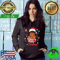 Top Black African Girl American Melanin Christmas Santa Hat Xmas Hoodie