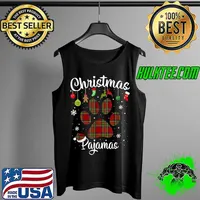 Top Christmas Pajamas Plaid Dog Paw Print Funny Holiday Gifts T-Shirt Tank Top
