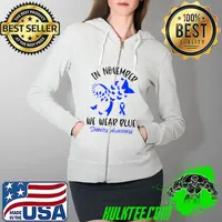 Top In November we Wear Blue Diabetes Awareness Cute Butterfly T-Shirt Full Zip Hooded