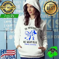 Top In November we Wear Blue Diabetes Awareness Cute Butterfly T-Shirt Hoodie