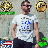 Top In November we Wear Blue Diabetes Awareness Cute Butterfly T-Shirt Unisex