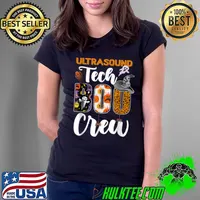 Top Ultrasound Tech Boo Crew Funny Halloween Technician Matching T Shirt Ladies Tee