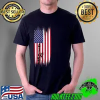 Top USA American Flag Patriotic Statue of Liberty 4th of July T Shirt Unisex