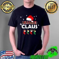 Womens Grandma Mhamo Claus Santa Hat Funny Christmas Pajama T Shirt Unisex