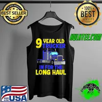 9th Birthday Truck Trucker Kids Truck Driver Boys Nine T- Tank Top