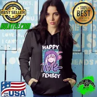 Awesome Anime Happy Femboy with Happy in japanese - Cute & Funny T-Shirt