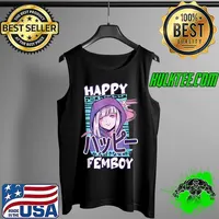 Awesome Anime Happy Femboy with Happy in japanese - Cute & Funny T-Shirt Tank Top