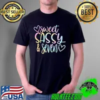 Awesome Sweet Sassy and Seven Girl's Birthday Tie Dye Tee Girls Kids T-Shirt Unisex