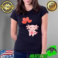 Axolotl For Valentine's Day Cute Animals With Hearts T-Shirt Ladies Tee