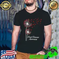 Best Dandelion Go Red Ribbon Heart Disease Awareness Month Women T-Shirt Guys V Neck