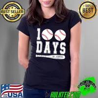Funny 100 Days of School Baseball Teacher Kids 100th Day Of School T-Shirt Ladies Tee
