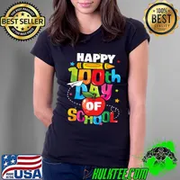 Funny happy 100th day of school rainbow teacher 100 day of school T-Shirt Ladies Tee