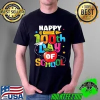 Funny happy 100th day of school rainbow teacher 100 day of school T-Shirt Unisex