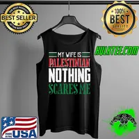 Funny Mens Vintage Wife Is Palestinian Nothing Scares Me Palestine Flag T-Shirt Tank Top