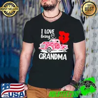I Love Being Grandma Valentine's Day Truck Heart Balloon Premium T-Shirt Guys V Neck