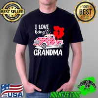 I Love Being Grandma Valentine's Day Truck Heart Balloon Premium T-Shirt Unisex