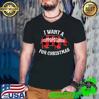 I Want A Hippopotamus For Christmas Cute Hippo Gift T- Guys V Neck