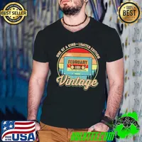 Nice February 1988 Birthday Vintage 34 Years Old Birthday T-Shirt Guys V Neck