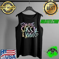 Nice Sweet Sassy and Seven Girl's Birthday Tie Dye Tee Girls Kids T-Shirt Tank Top