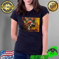 Official Euge`ne Delacroix Stilllife Of Flowers 1834 Nature Morte De Fleurs Unisex T-Shirt Ladies Tee