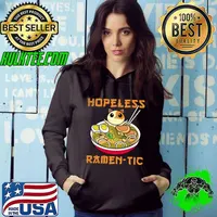 Official Funny Japan Anime Hopeless Ramentic Kawaii Animal Cat Ramen T- Hoodie