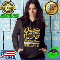 Official Queens Are Born In Feb Real Queens Are Born On February 24 Premium T-Shirt