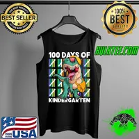 Premium 100 Days Of Kindergarten 100th Days Smarter Dinosaur T-rex T- Tank Top