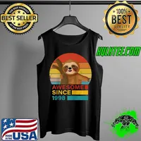 Sloth 1998 Birthday Funny Vintage Sloth Retro Sunset Men Kid T Shirt Tank Top