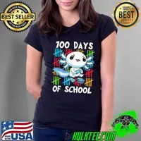 Top Axolotl 100 Days Of School Celebration Outfit For Boys Girls T-Shirt Ladies Tee