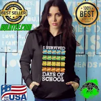 Top I Survived 100 Days Of School Shirt, Kids Boy Girl Teachers T-Shirt