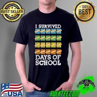 Top I Survived 100 Days Of School Shirt, Kids Boy Girl Teachers T-Shirt Unisex
