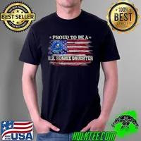 Top Vintage USA American Flag Proud To Be A US Seabee Daughter T Shirt Unisex