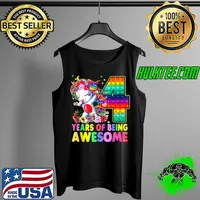 4 Years Old Unicorn Dabbing 4th Birthday Girl Unicorn Party T- Tank Top