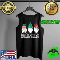 Chilling With My Lacrosse Gnomies Funny Gnome Pun Xmas PJs T- Tank Top