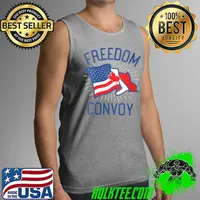 Freedom Convoy 2022 Truckers USA America Canada Flag Support T-Shirt Tank Top