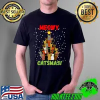 Funny Meowy Cats Christmas Tree Xmas Lights Boys Girls Kids T- Unisex