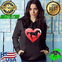 Horse Valentines Day Heart Women Horse Lover Equestrian Ride T-Shirt Hoodie