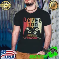 Level 100 Days Of School Unlocked Gamer Video Games Boys T-Shirt