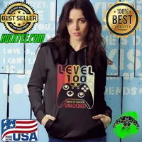 Level 100 Days Of School Unlocked Gamer Video Games Boys T-Shirt Hoodie