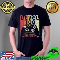 Level 100 Days Of School Unlocked Gamer Video Games Boys T-Shirt Unisex
