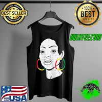 Original Womens Afro Woman Africa Color Earring Black History Month Women T-Shirt Tank Top