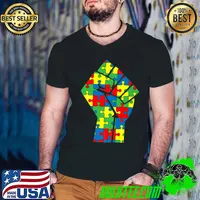 Power Fist Puzzle Piece Autism Awareness Boys Girls Kids Premium T-Shirt Guys V Neck