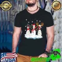 Premium Bowling Christmas Lights Reindeer Santa T- Guys V Neck