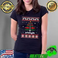 This is My Christmas Pajama Fishing Christmas Merry Fishmas T- Ladies Tee