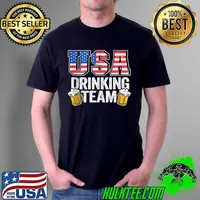 USA Drinking Team US American Flag 4th Of July Beer T-Shirt Unisex