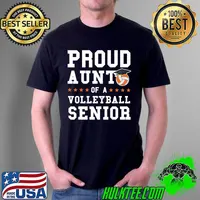Womens Aunt of a Volleyball Senior Volleyball Senior Premium T-Shirt Unisex