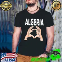 Algérie, fans team football, flag and border, Algeria, Premium T-Shirt Guys V Neck