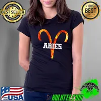 Aries Fire Sign Horoscope Flaming Personality Birthday Premium T-Shirt Ladies Tee