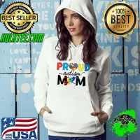 Awesome Proud Mom Autism Awareness Family Matching Mom Dad Kid Gifts T- Hoodie