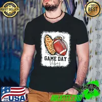 Bleached Football Game Day Vibes Football Mom Game Day T-Shirt